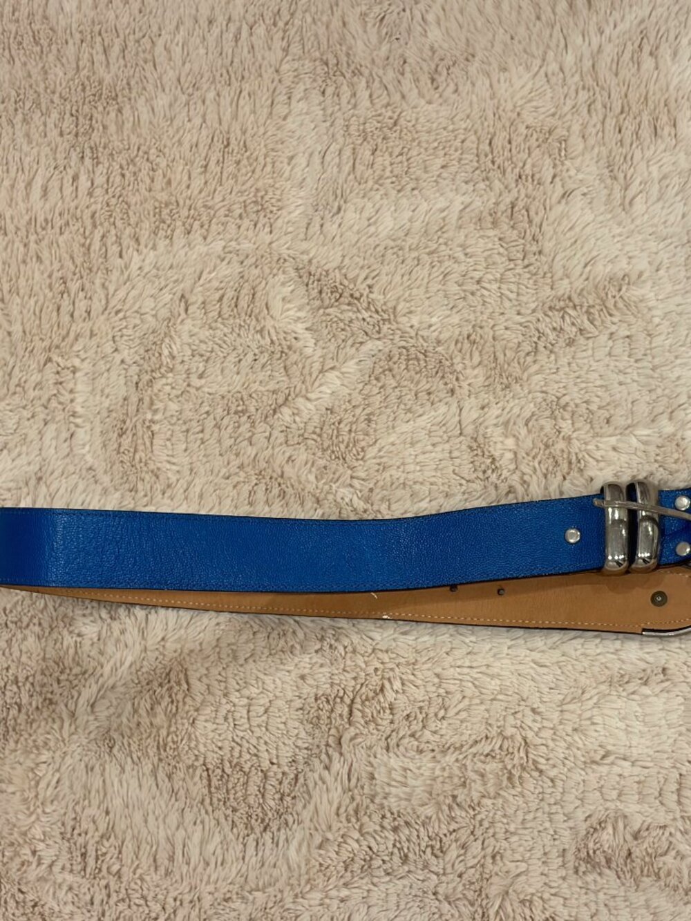 Vintage Y2K Streets‎ Ahead Cobalt Blue Leather Western Horseshoe Buckle Belt S